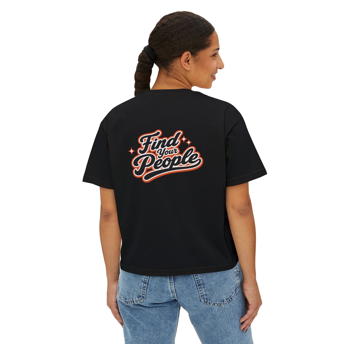 Find Your People Boxy Tee — Women's Casual Retro Script T-Shirt