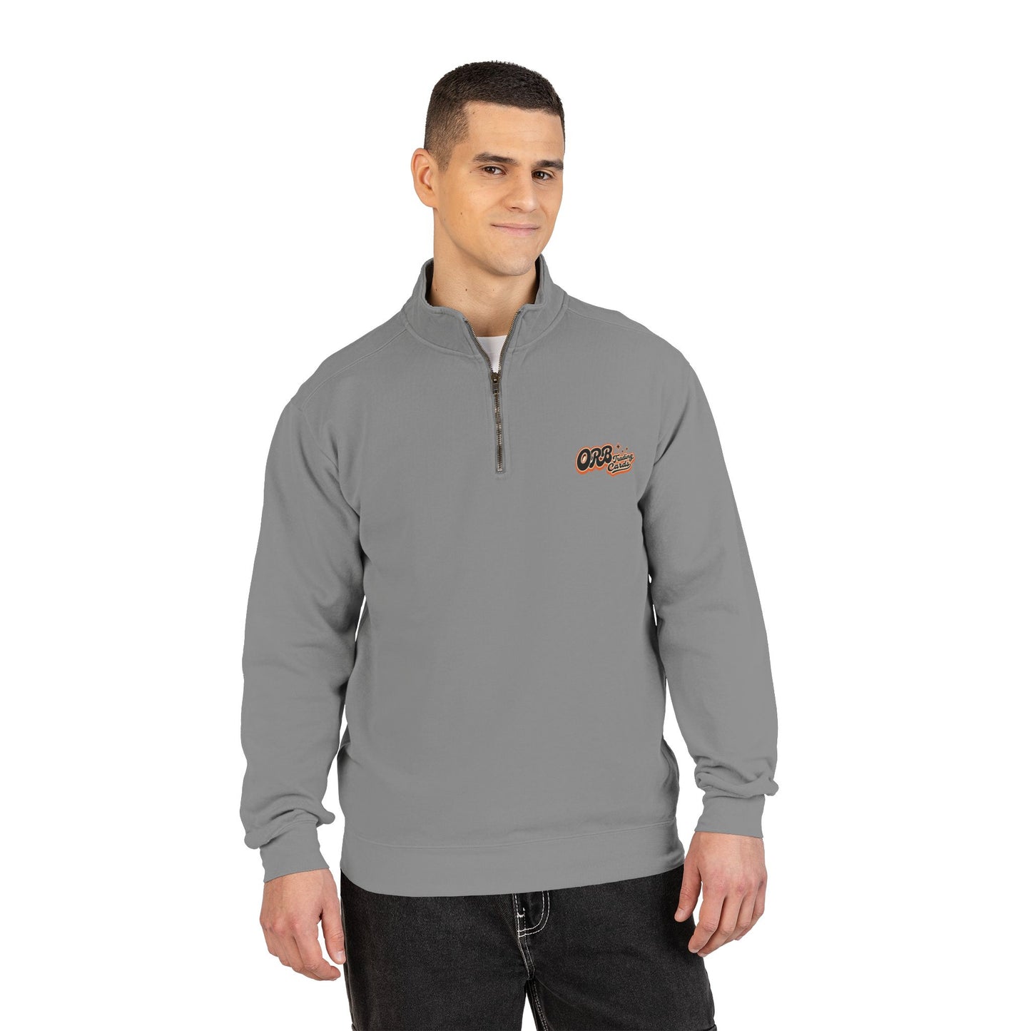 Quarter-Zip Sweatshirt — Retro 'OFB' Chest Logo, Casual Lightweight Pullover