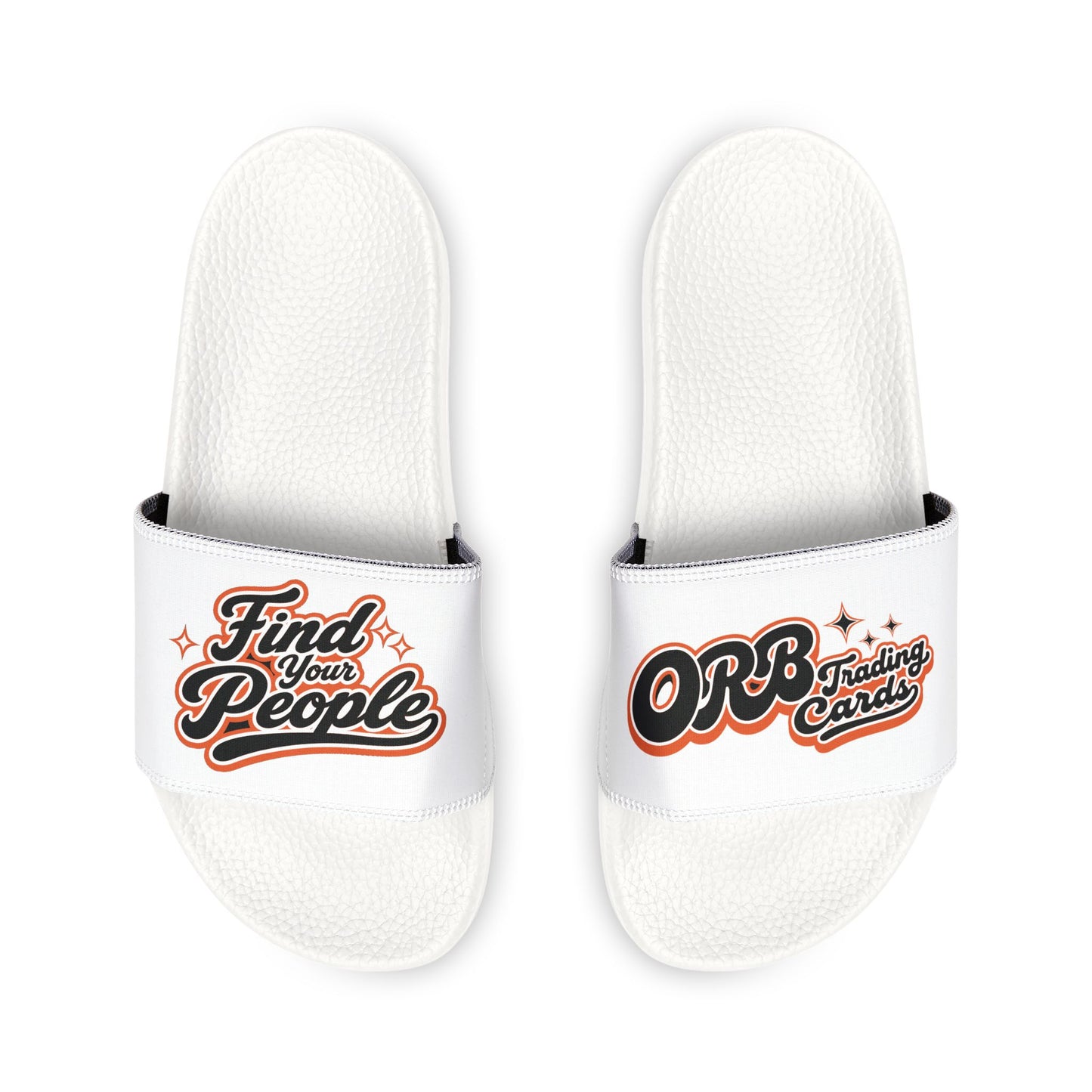 Slide Sandals — "Find Your People" Removable-Strap White Slides