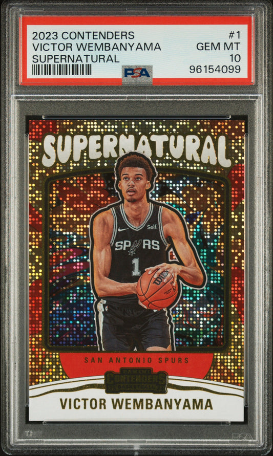 Graded 2023 Panini Contenders Victor Wembanyama #1 Super Natural Rookie RC Basketball Card PSA 10 Gem Mint