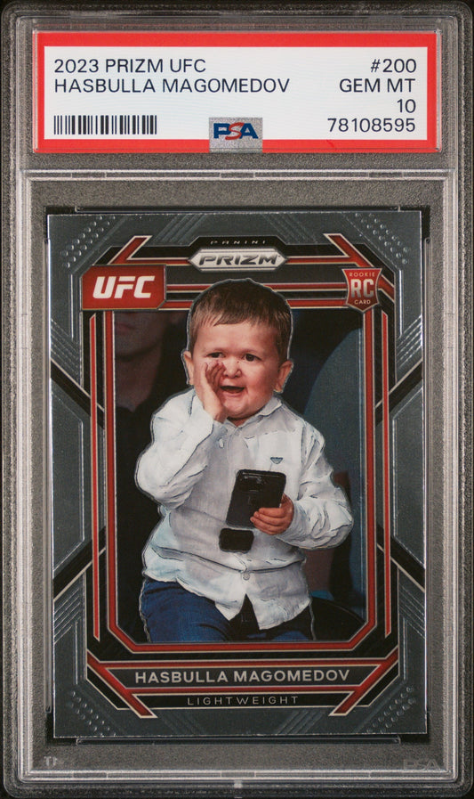Graded 2023 Panini Prizm UFC Hasbulla Magomedov #200 Rookie RC UFC MMA Card PSA 10 Gem Mint