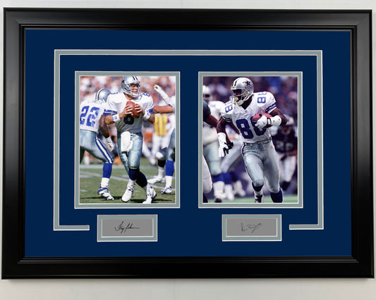 Framed Troy Aikman and Michael Irvin Dallas Cowboys 17x23 Dual Football Photo