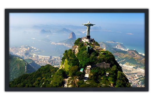 Professionally Framed Christ The Redeemer Statue Rio De Janeiro Skyline High-Resolution Panoramic Photo 12x22 Wall Art