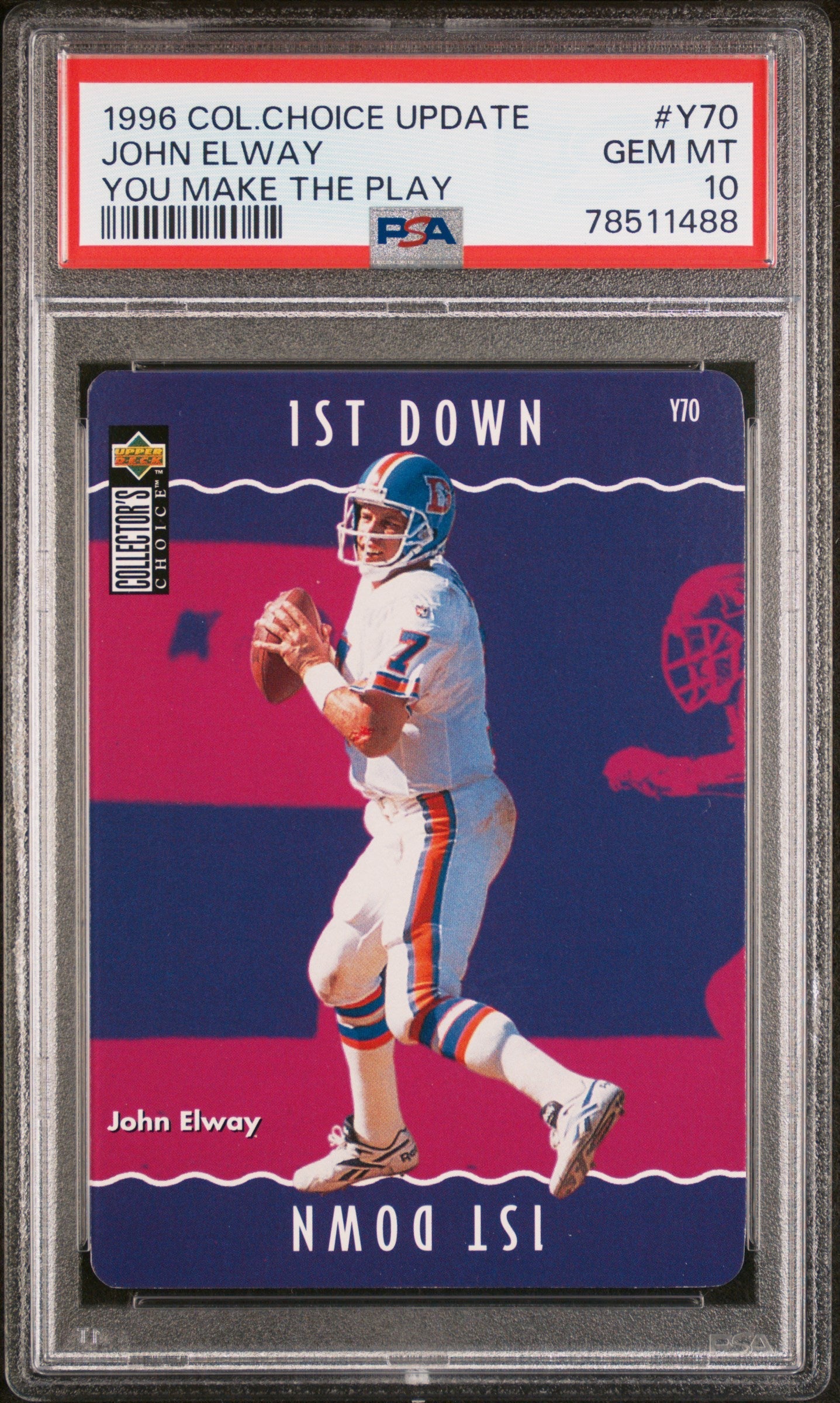 1996 COLLECTOR'S CHOICE UPDATE YOU MAKE THE PLAY JOHN ELWAY #Y70 PSA 10
