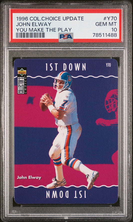 1996 COLLECTOR'S CHOICE UPDATE YOU MAKE THE PLAY JOHN ELWAY #Y70 PSA 10