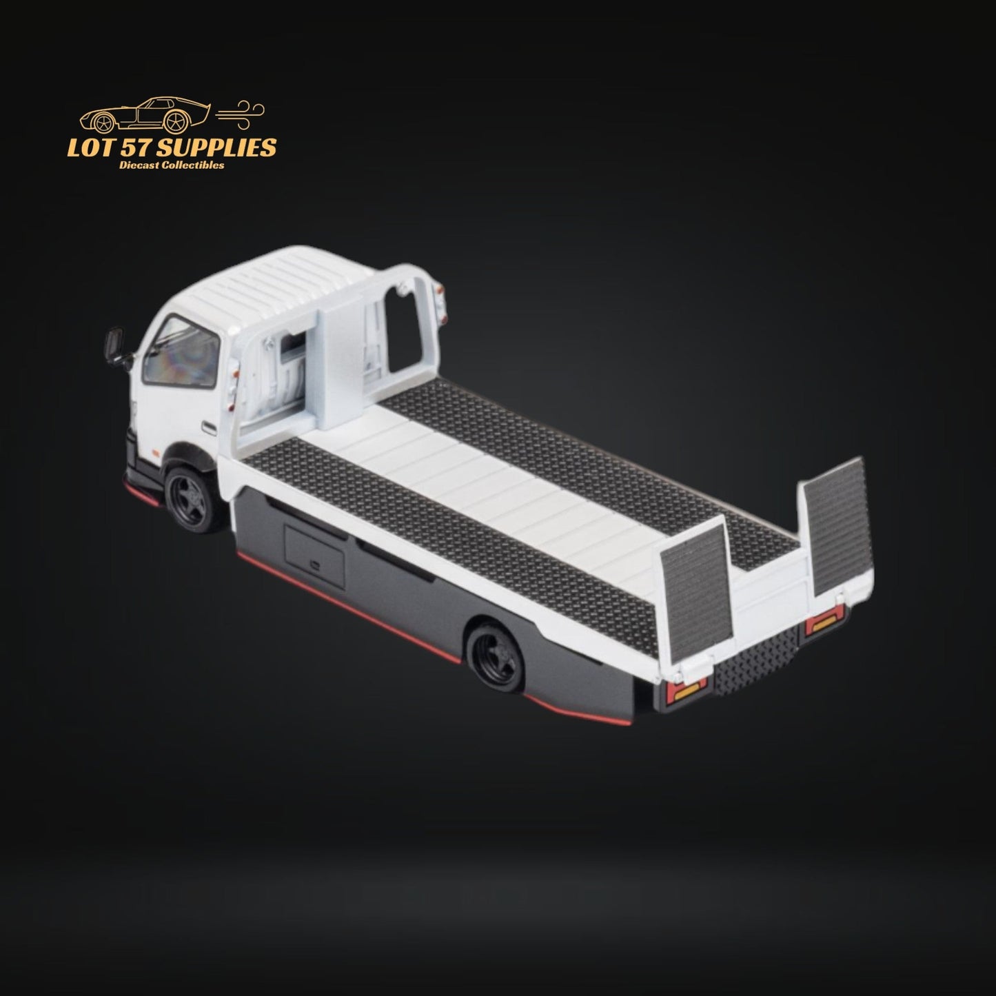 MicroTurbo Hino 300 Custom Flatbed Truck White 1:64