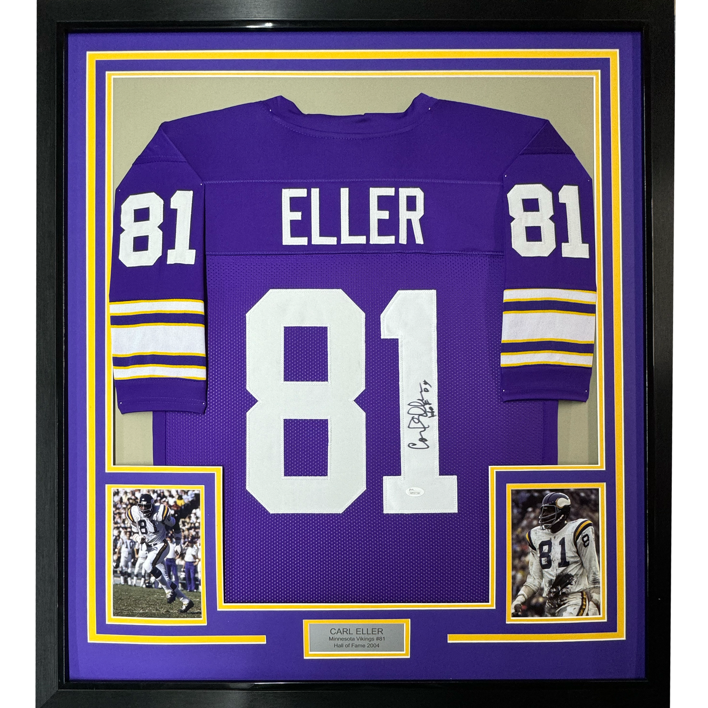Framed Autographed/Signed Carl Eller HOF 04 35x39 Minnesota
