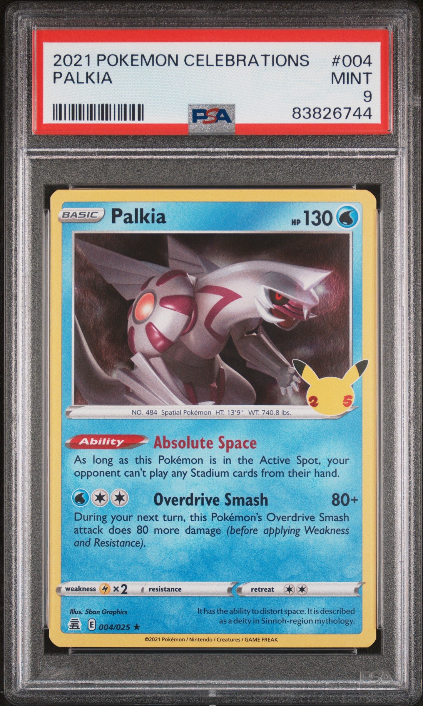 2021 POKEMON CELEBRATIONS PALKIA #4 PSA 9