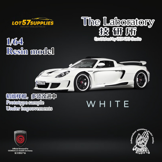 (Pre-Order) The Laboratory X ZONZO Gemballa Mirage GT White 1:64 Resin