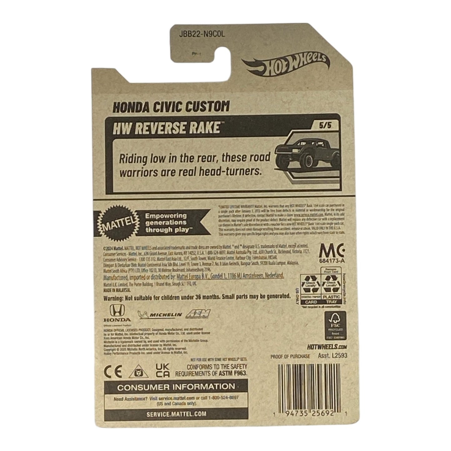 Hot Wheels Honda Civic Custom - HW Reverse Rake Series 5/5