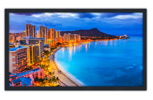 Professionally Framed Honolulu Hawaii Skyline High-Resolution Panoramic Photo 12x22 Wall Art