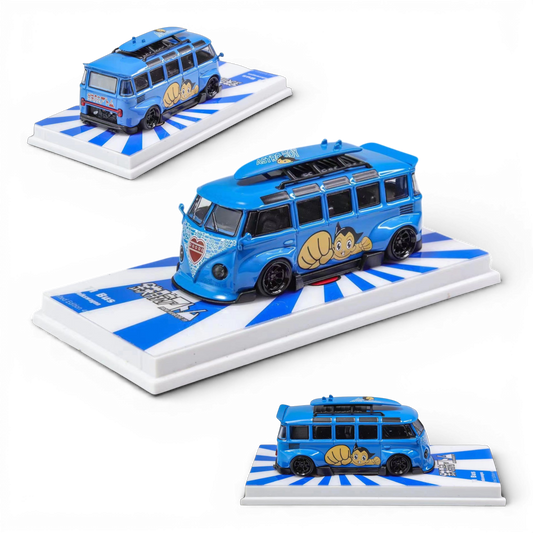 Flame VW Volkswagen T1 Astro Boy Blue 1:64