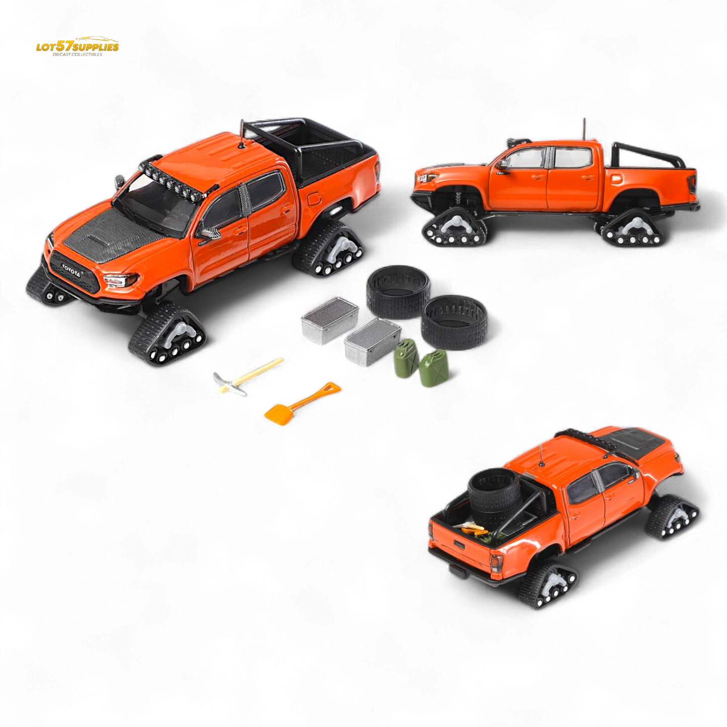 GCD Toyota Tacoma Orange Red 3PMSF Tires 1:64