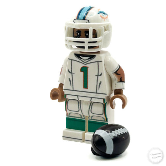 #1 QB Tua Dolphins Football Player Minifig - B3 Customs