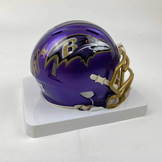 Autographed/Signed Ray Lewis Baltimore Ravens Flash Football Mini Helmet Beckett BAS COA