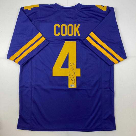 Autographed/Signed Dalvin Cook #4 Minnesota Color Rush Purple Football Jersey Beckett BAS COA