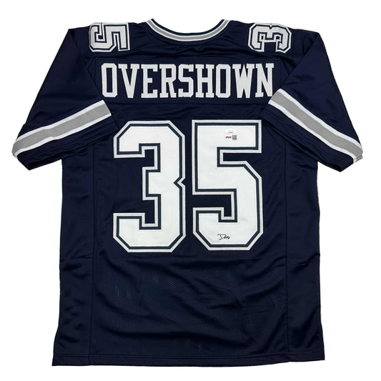 Autographed/Signed DeMarvion Overshown Dallas Blue Football Jersey JSA COA