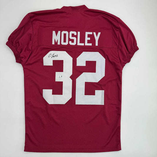 Autographed/Signed C.J. CJ Mosley Alabama Red College Football Jersey Beckett BAS COA
