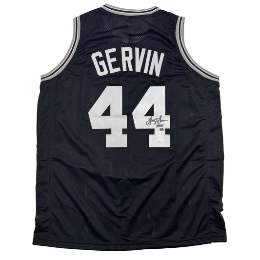 Autographed/Signed George Gervin San Antonio Black Basketball Jersey Beckett BAS COA