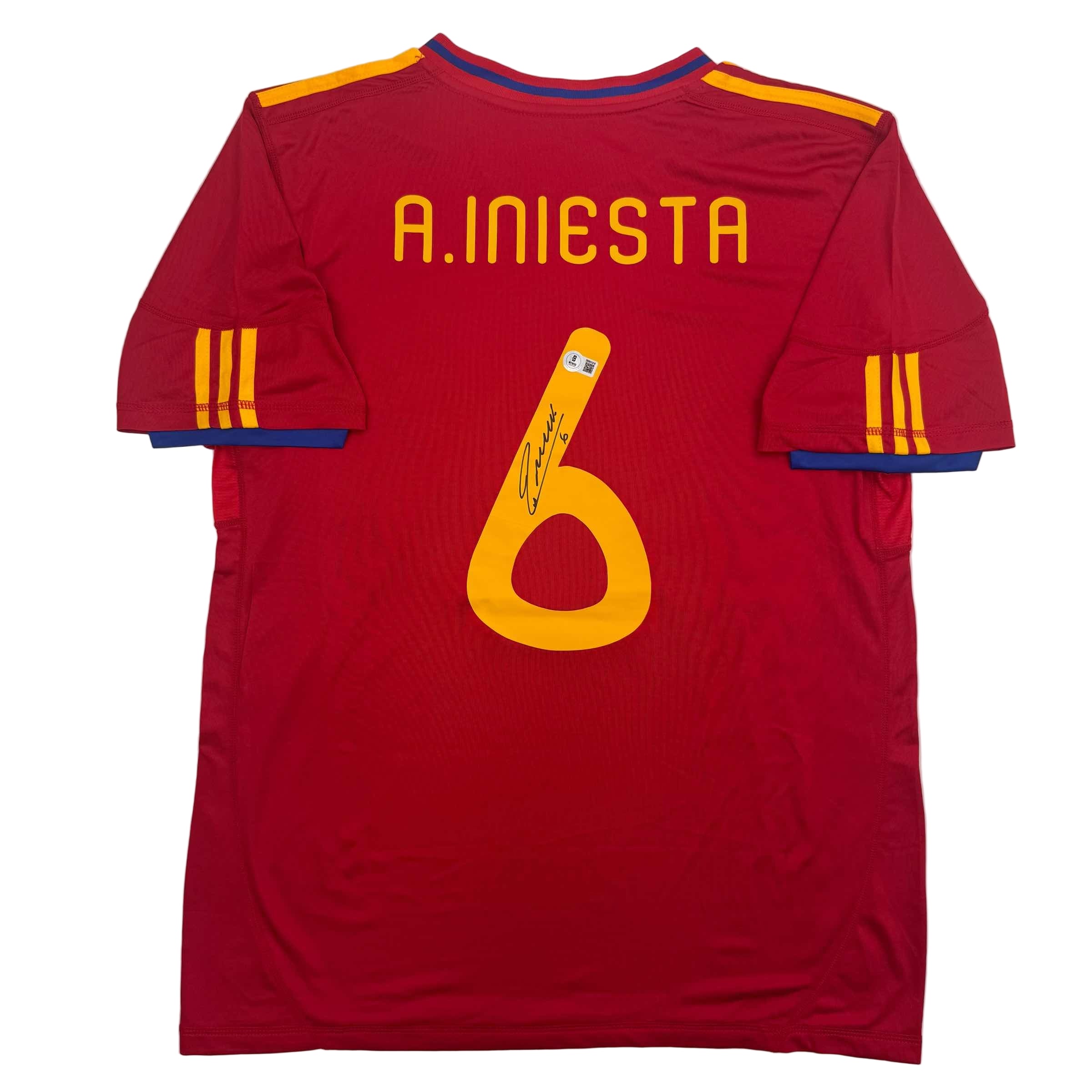 Autographed/Signed Andres Iniesta Spain Red World Cup Soccer