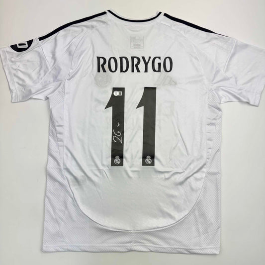 Autographed/Signed Rodrygo Silva de Goes Real Madrid White Soccer Jersey Beckett BAS COA