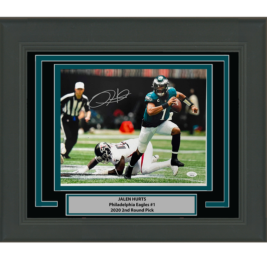 Framed Autographed/Signed Jalen Hurts Philadelphia Eagles 11x14 Football Photo JSA COA #6