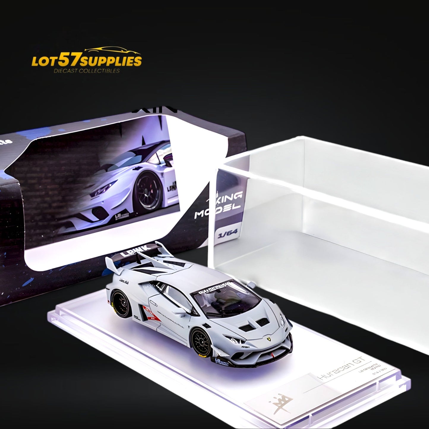 (Pre-Order) King Model Lamborghini Huracan LBWK Air Force Grey 1:64