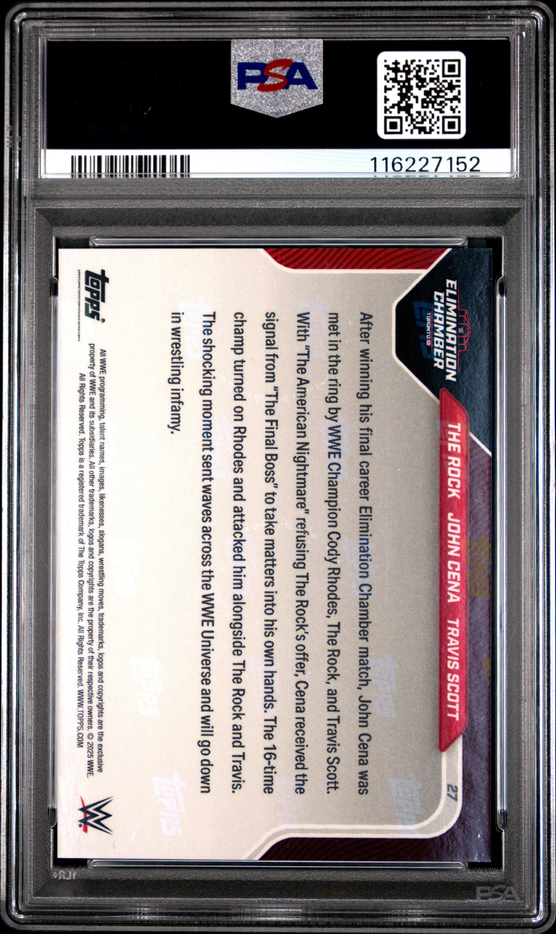 Graded 2025 Topps Now WWE The Rock John Cena Travis Scott #27 Wrestlin – Orb Sports Cards & Collectibles