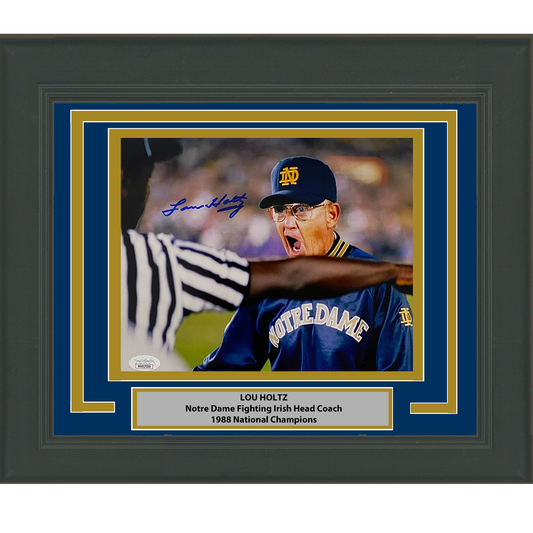 Framed Autographed/Signed Lou Holtz Notre Dame Irish 8x10 College Football Photo JSA COA