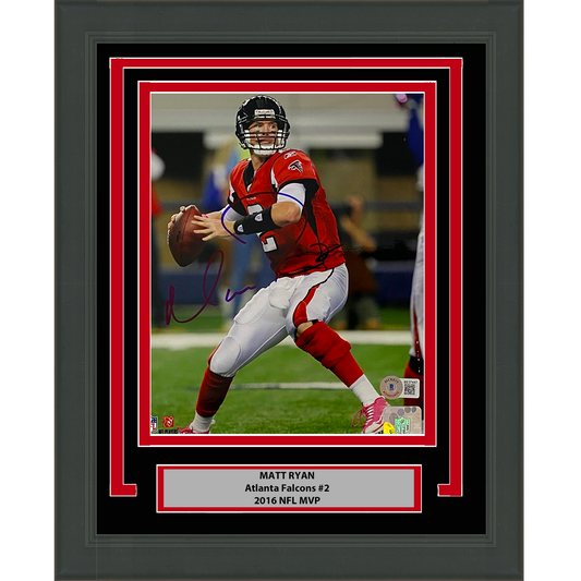 Framed Autographed/Signed Matt Ryan Atlanta Falcons 8x10 Football Photo Beckett BAS COA #5