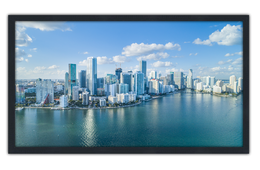 Professionally Framed Miami Florida Skyline High-Resolution Panoramic Photo 12x22 Wall Art