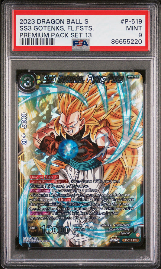 2023 DRAGON BALL SUPER 2 CRITICAL BLOW 13 SS3 GOTENKS, FLYN FST #P-519 - PSA 9