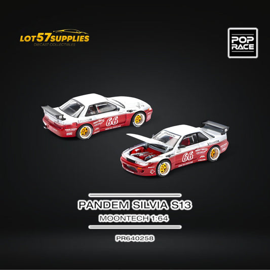(Pre-Order) PopRace PANDEM SILVIA S13 Moontech Red 1:64