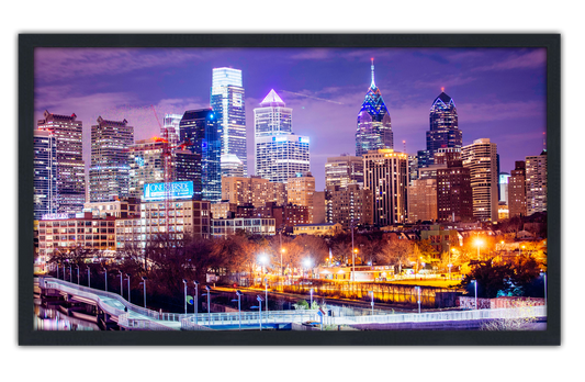 Professionally Framed Philadelphia City Skyline High-Resolution Panoramic Photo 12x22 Wall Art