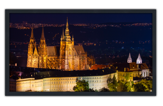 Professionally Framed Prague Castle Czech Republic Skyline High-Resolution Panoramic Photo 12x22 Wall Art