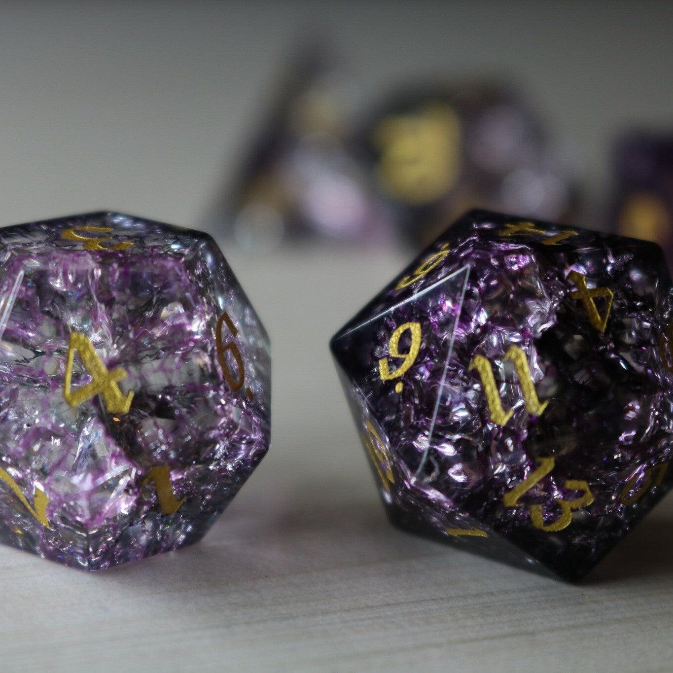 Purple Purge Forge Fire Glass DND Dice Set