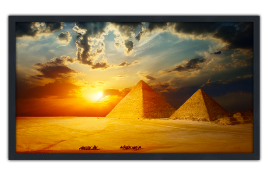 Professionally Framed Ancient Pyramids of Giza Egypt Skyline High-Resolution Panoramic Photo 12x22 Wall Art