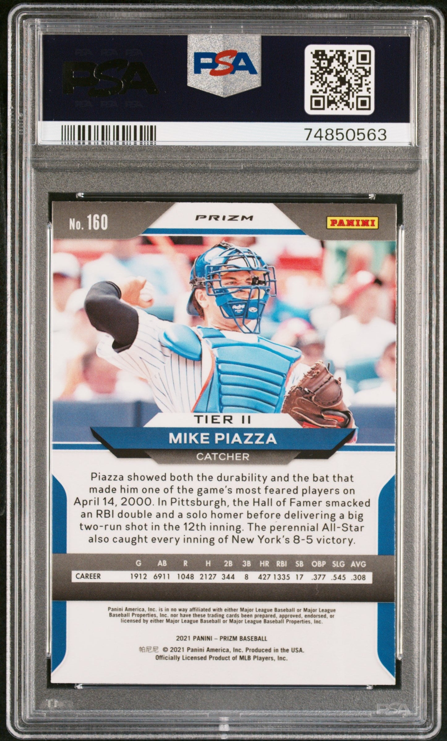 2021 PANINI PRIZM MIKE PIAZZA RED/WHITE/BLUE PRIZM #160 - PSA 10