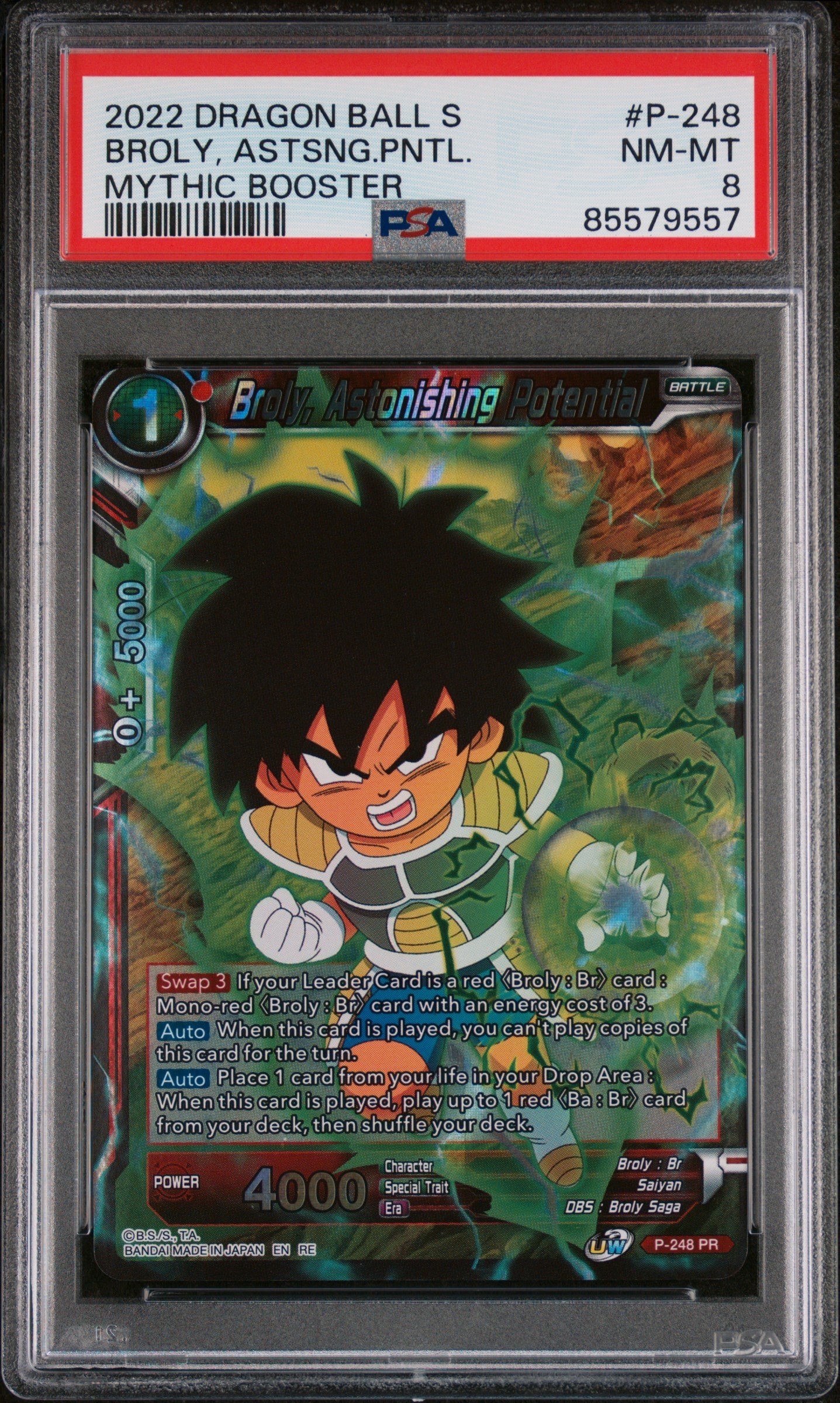 2022 DRAGON BALL SUPER MYTHIC BOOSTER BROLY, ASTSNG.PNTL. #P-248 - PSA 8