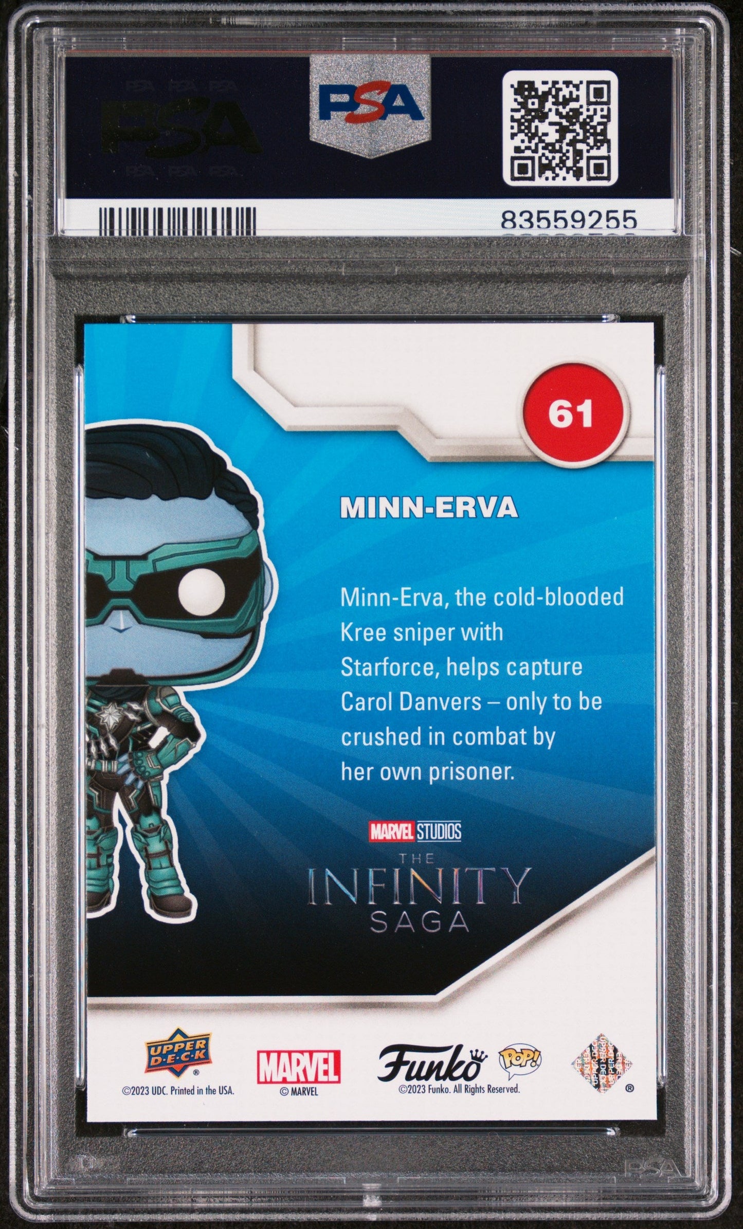 2023 UPPER DECK FUNKO POP MARVEL  MINNERVA PLATINUM #61  PSA 10