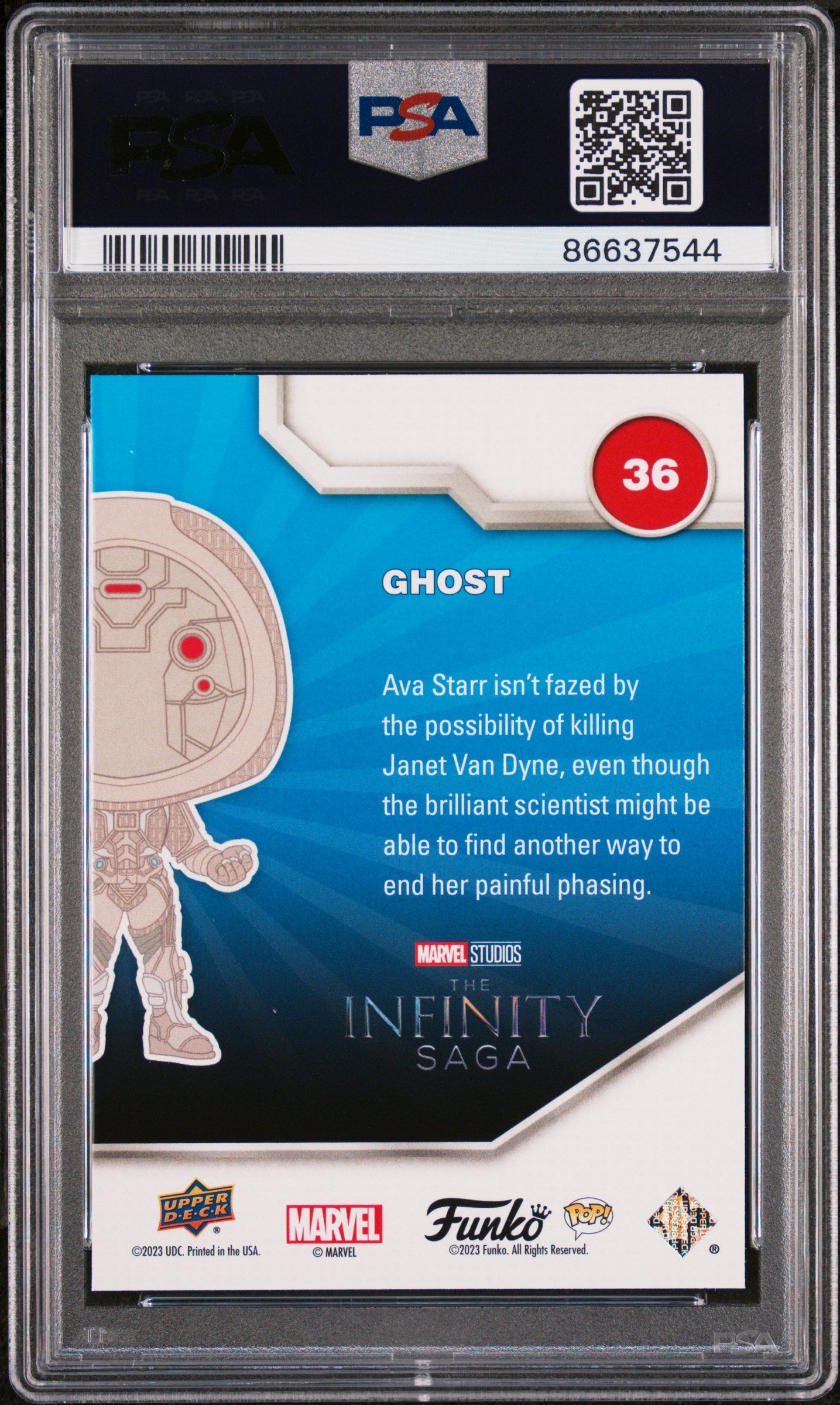2023 UPPER DECK FUNKO POP MARVEL  GHOST PLATINUM #36  PSA 10