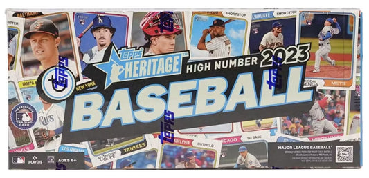 Caja de pasatiempos de béisbol de números altos Topps Heritage 2023
