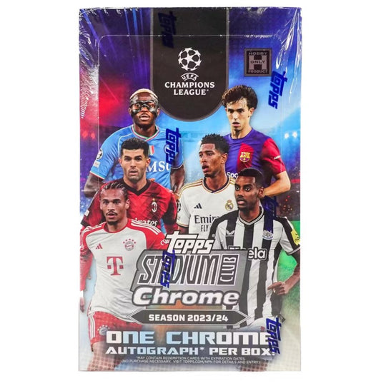 Caja de aficionados al fútbol de competiciones de clubes de la UEFA Topps Stadium Club Chrome 2023/24