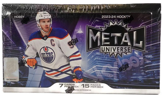 Caja de pasatiempos de hockey de Metal Universe de Upper Deck Skybox 2023/24