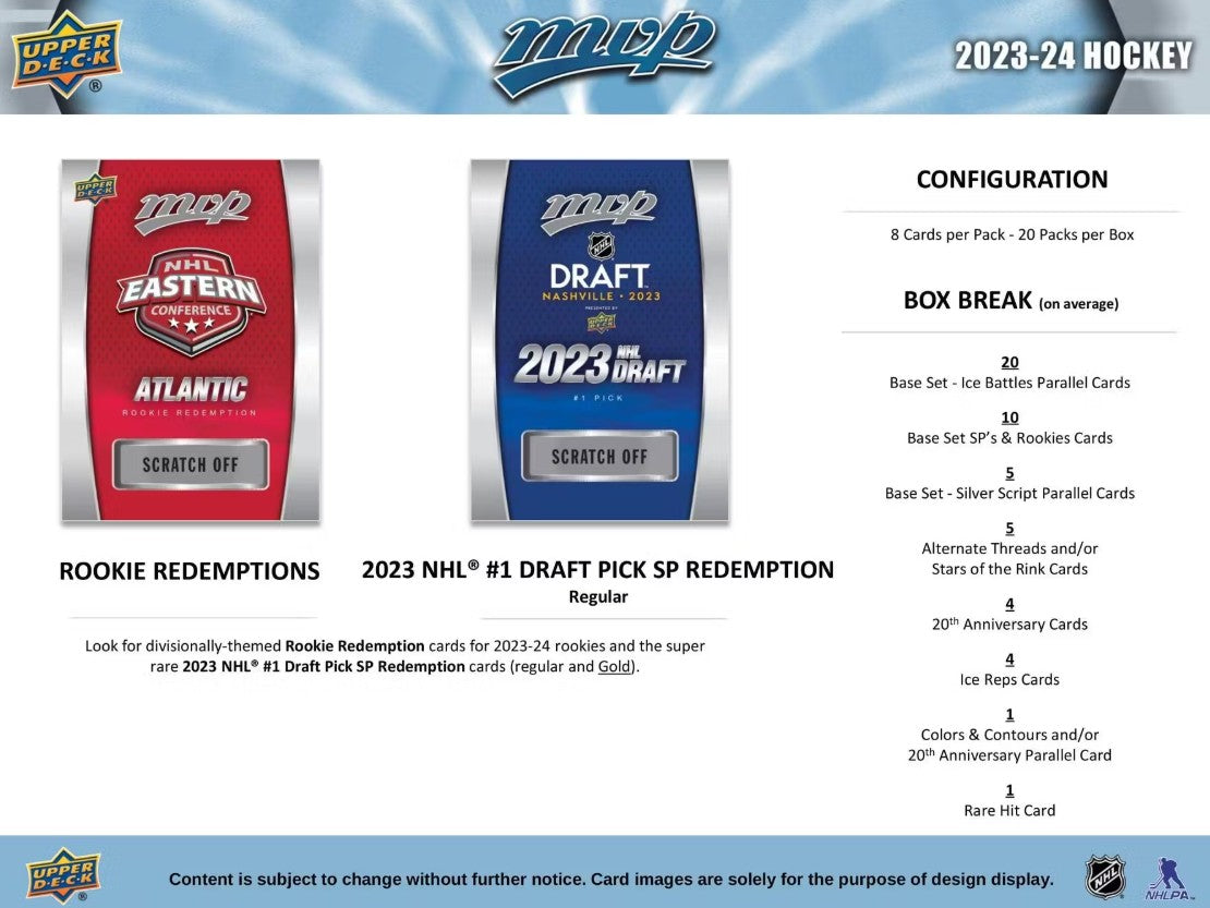Caja de pasatiempos de hockey MVP de Upper Deck 2023/24
