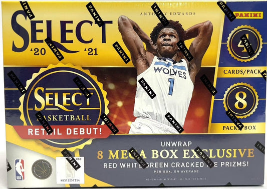 Mega Box de baloncesto Panini Select 2020/21 (¡Prizms Cracked Ice de color rojo, blanco y verde!)