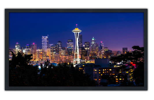 Professionally Framed Seattle Washington Skyline High-Resolution Panoramic Photo 12x22 Wall Art