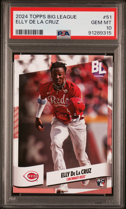 Graded 2024 Topps Big League Elly De La Cruz #51 Rookie RC Baseball Card PSA 10 Gem Mint