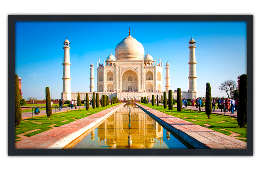 Professionally Framed Taj Mahal India Skyline High-Resolution Panoramic Photo 12x22 Wall Art