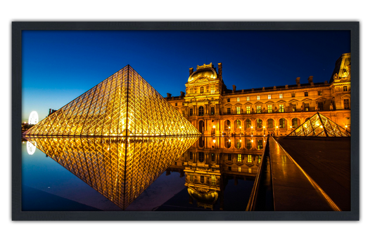 Professionally Framed The Louvre Paris Museum Skyline High-Resolution Panoramic Photo 12x22 Wall Art